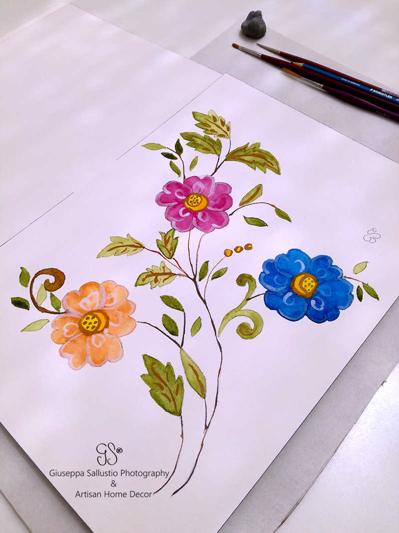 akvarell blommor